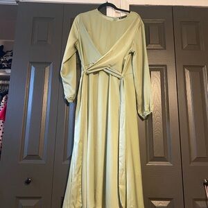 Elegant Sage Green Wrap Dress